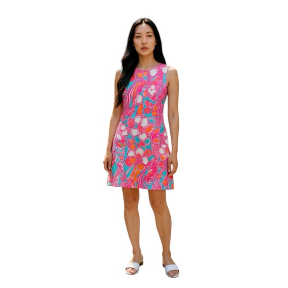 Lilly Pulitzer Dresses & Skirts - Lilly Pulitzer Feeling Tanked Whiting Shift Dress Cut Out Back Size Small
